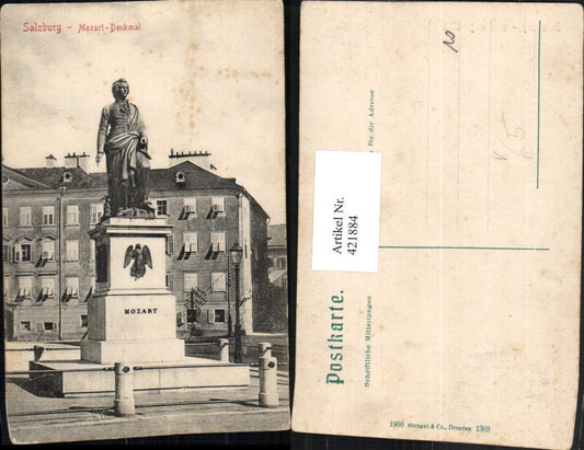 421884,Salzburg Mozart-Denkmal Statue pub Stengel & Co 1369