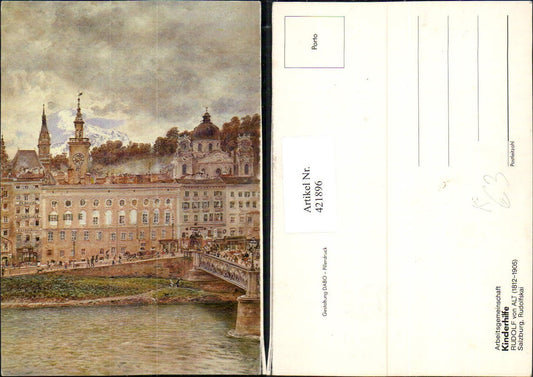 421896,Künstler AK Rudolf von Alt Salzburg Rudolfskai Brücke