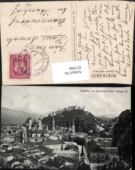 421906,Salzburg Teilansicht m. Festung vom Restaurant Elektrischer Aufzug