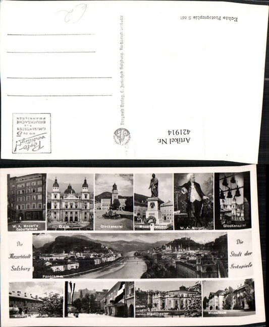 421914,Salzburg Totale Dom Kirche Glockenspiel Mozarteum Mehrbildkarte