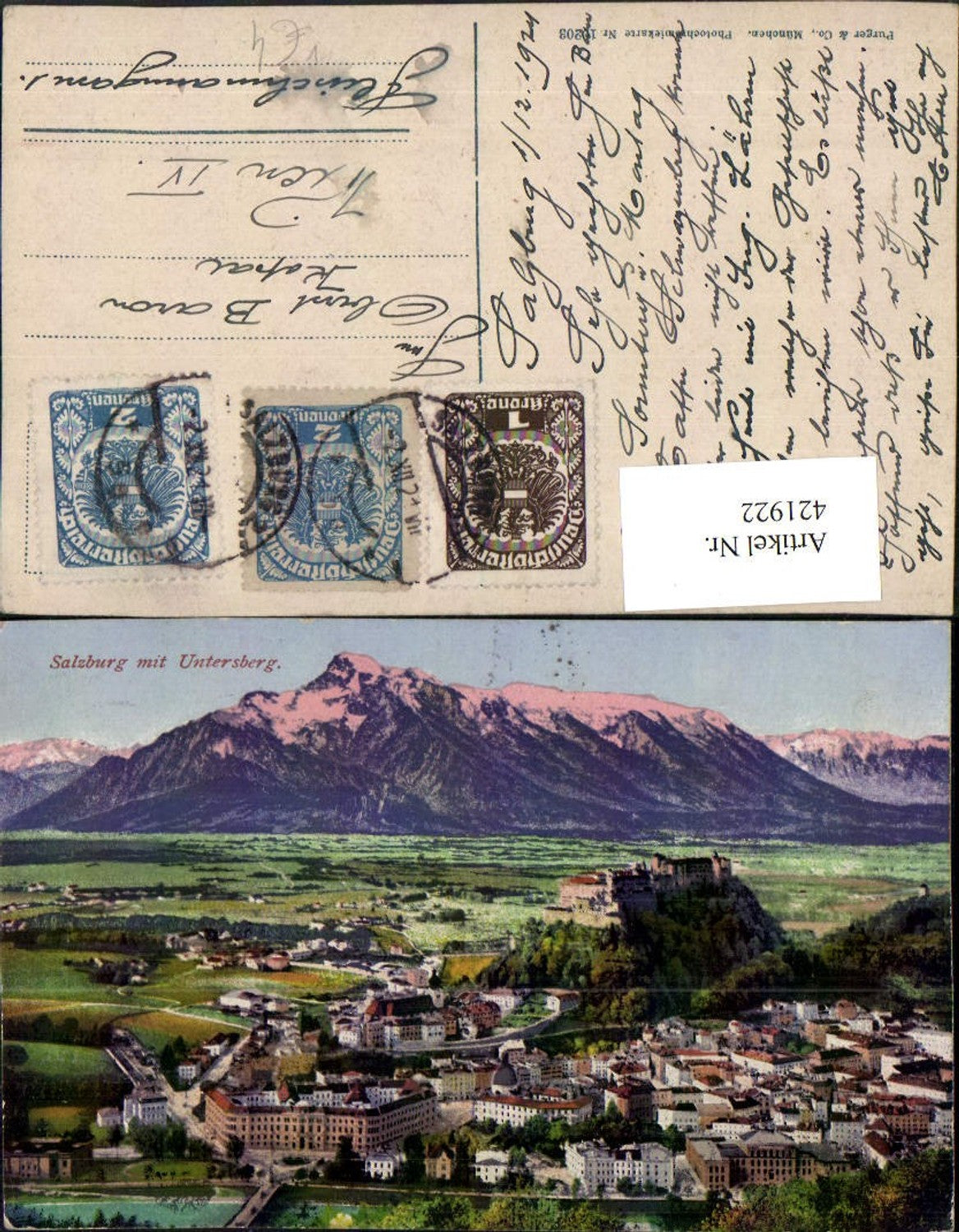 421922,Salzburg Totale m. Untersberg Bergkulisse pub Purger & Co 10203