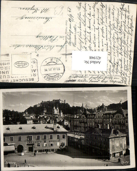 421948,Salzburg Teilansicht Mozarts Wohnhaus am Makartplatz m. Festung pub Cosy