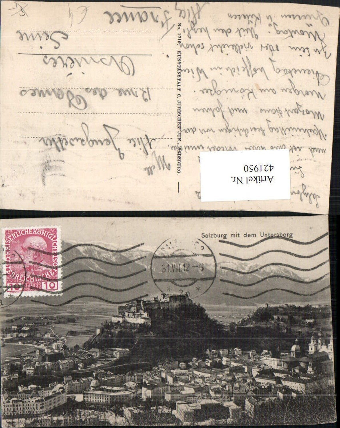 421950,Salzburg Totale m. Festung u. Untersberg Bergkulisse