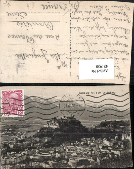421950,Salzburg Totale m. Festung u. Untersberg Bergkulisse