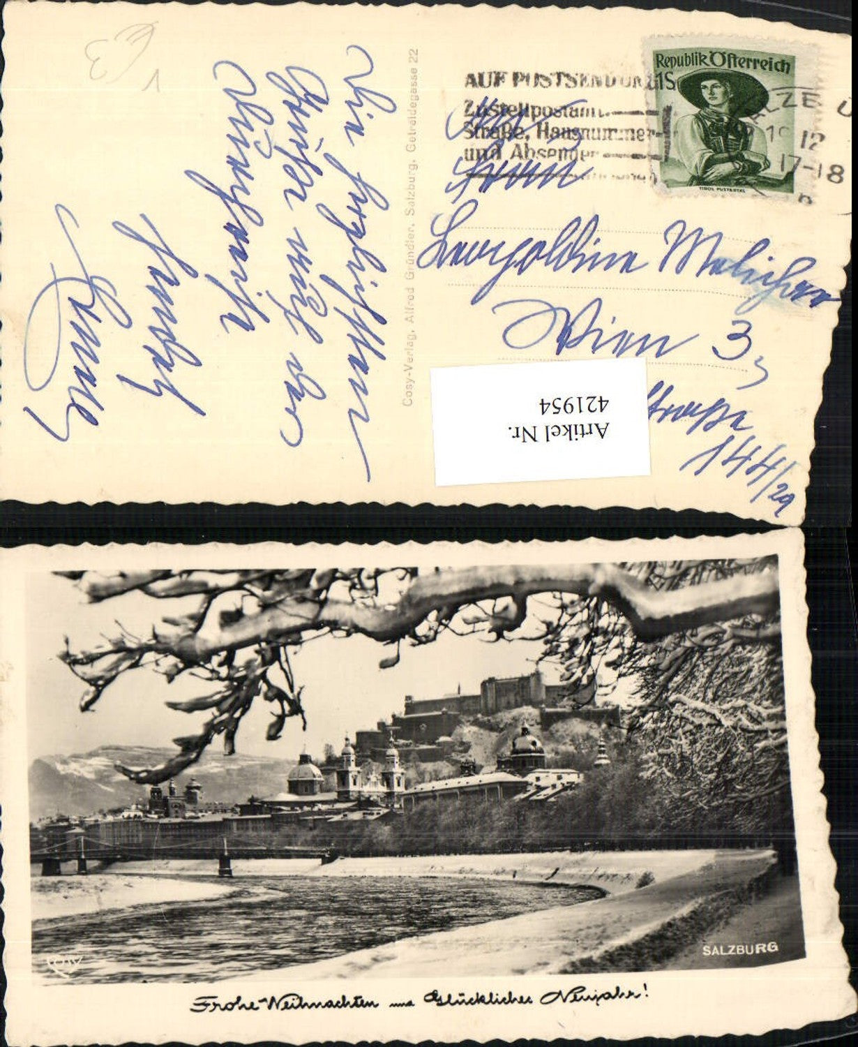 421954,Salzburg Teilansicht m. Festung Winterbild pub Cosy