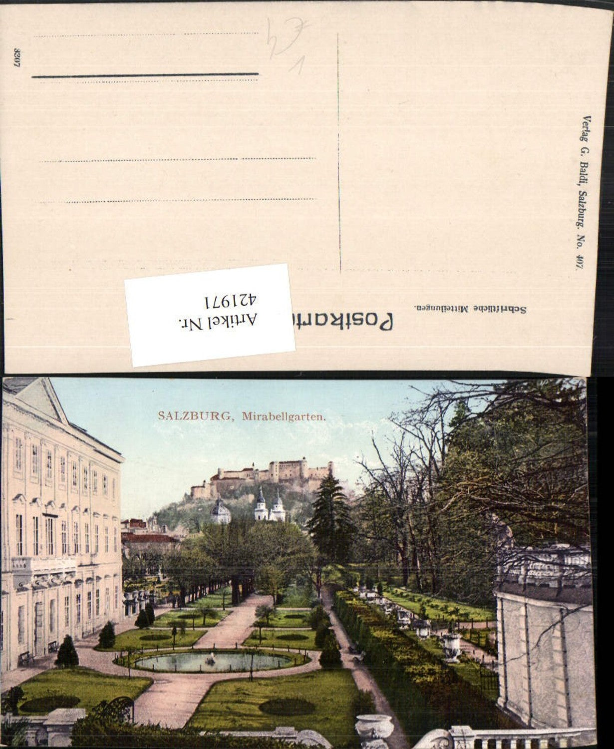 421971,Salzburg Mirabellgarten m. Festung pub G. Baldi 407