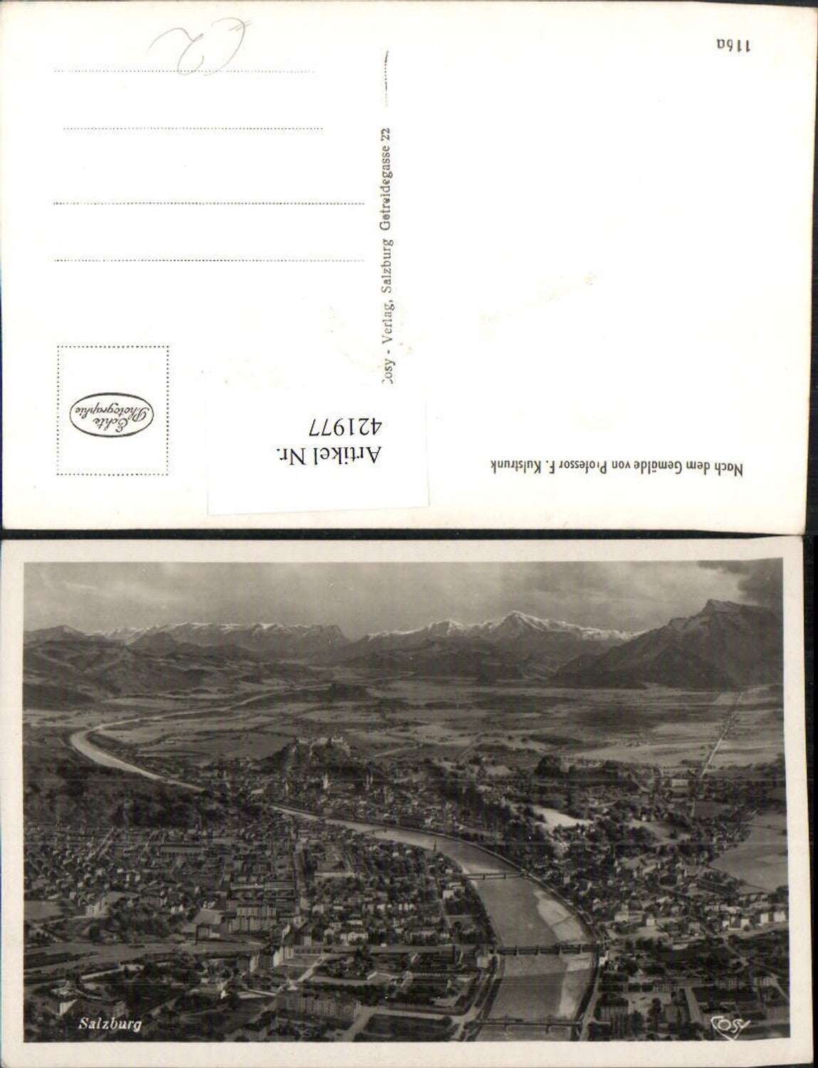 421977,Künstler AK F. Kulstrunk Salzburg Totale Bergkulisse pub Cosy