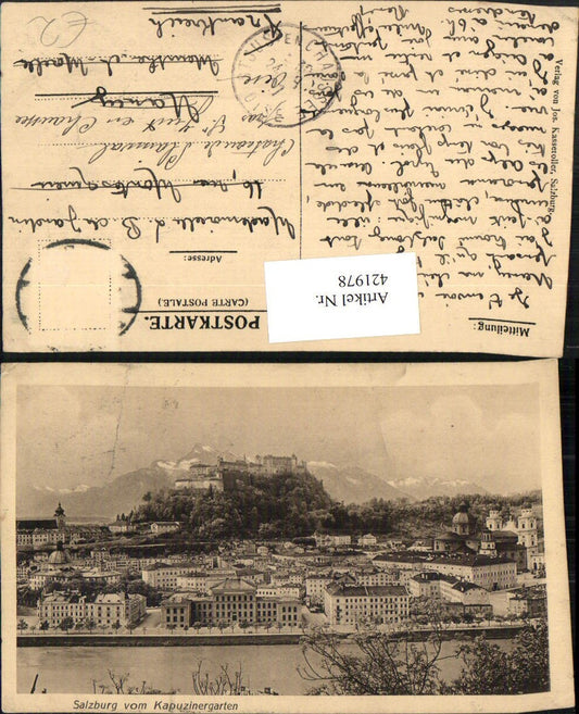 421978,Salzburg Totale m. Festung vom Kapuzinergarten Bergkulisse
