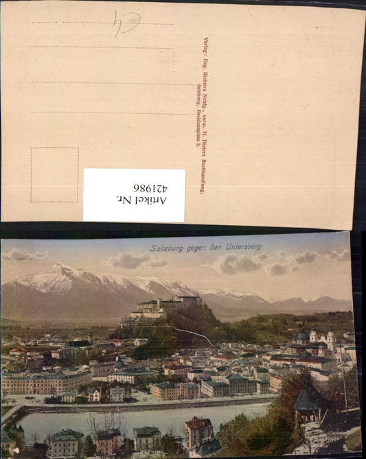 421986,Salzburg Totale m. Festung geg. Untersberg Bergkulisse