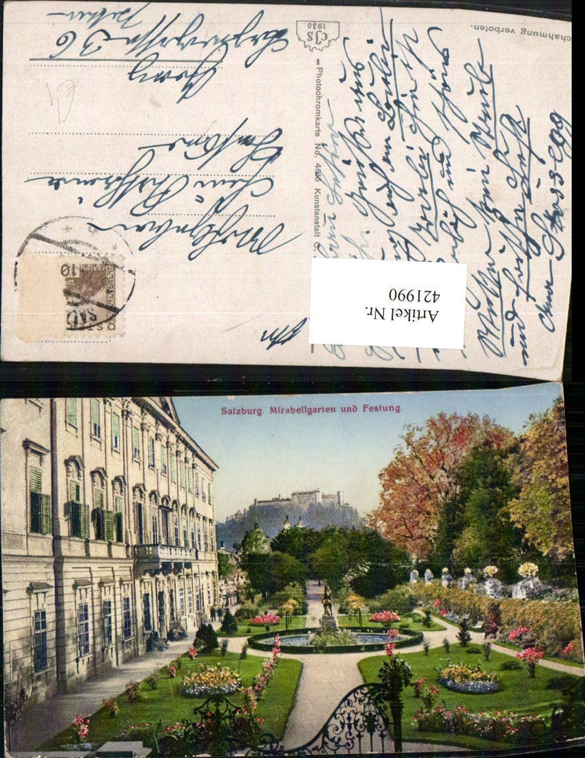 421990,Salzburg Mirabellgarten m. Festung