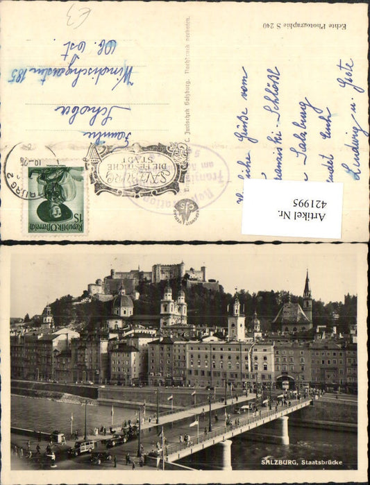 421995,Salzburg Teilansicht Staatsbrücke Brücke m. Festung
