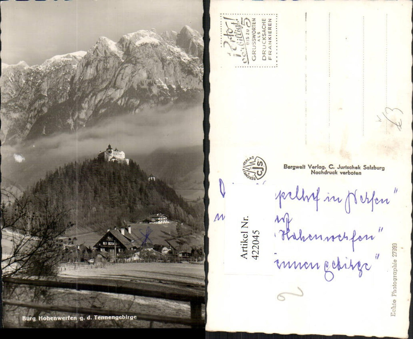 422045,Burg Hohenwerfen b. Werfen geg. Tennengebirge Bergkulisse