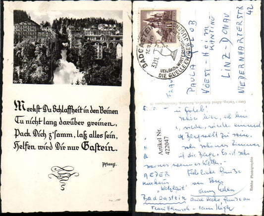 422047,Badgastein Bad Gastein Teilansicht Wasserfall Text