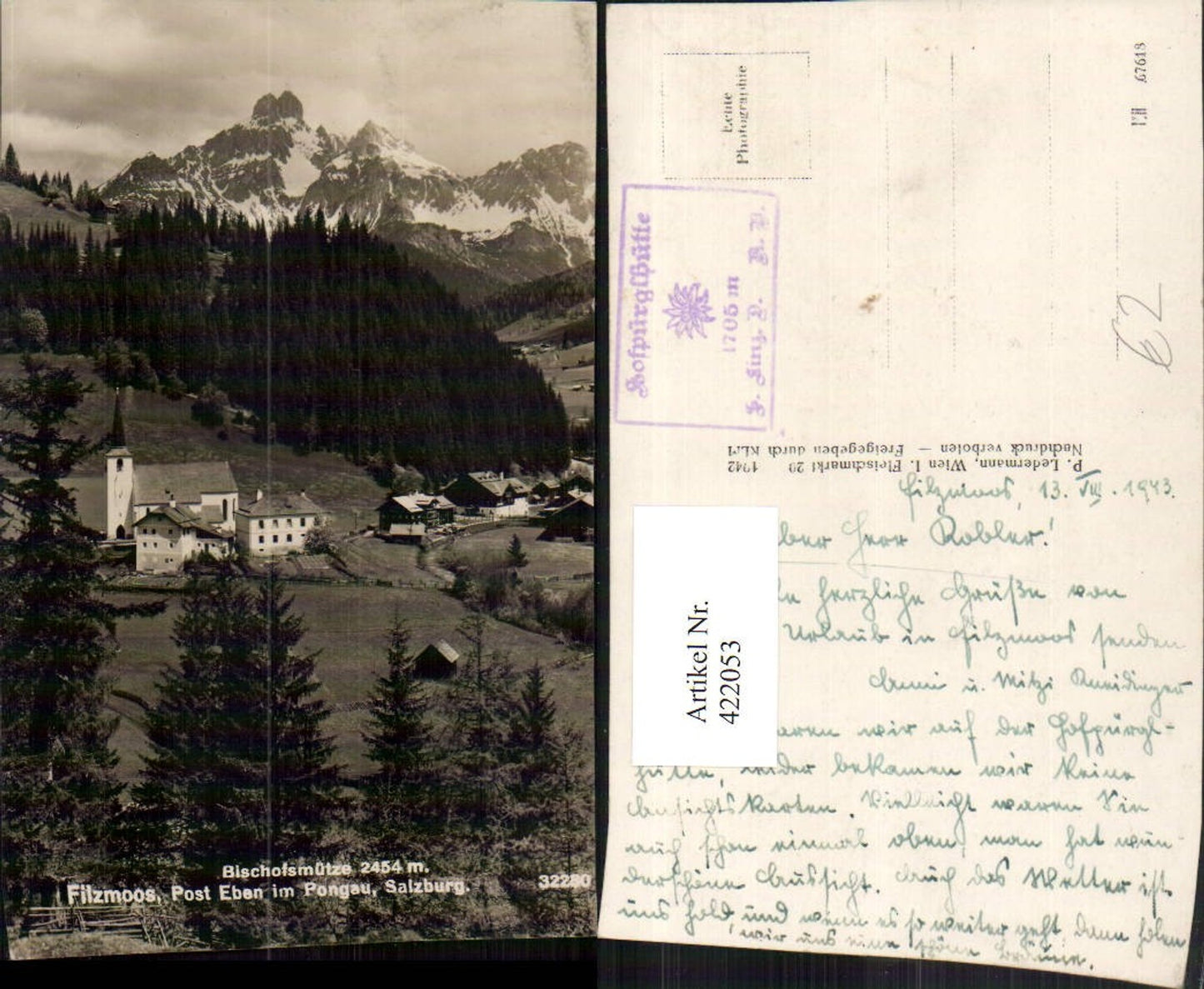 422053,Filzmoos Totale b. Eben im Pongau m. Bischofsmütze Bergkulisse