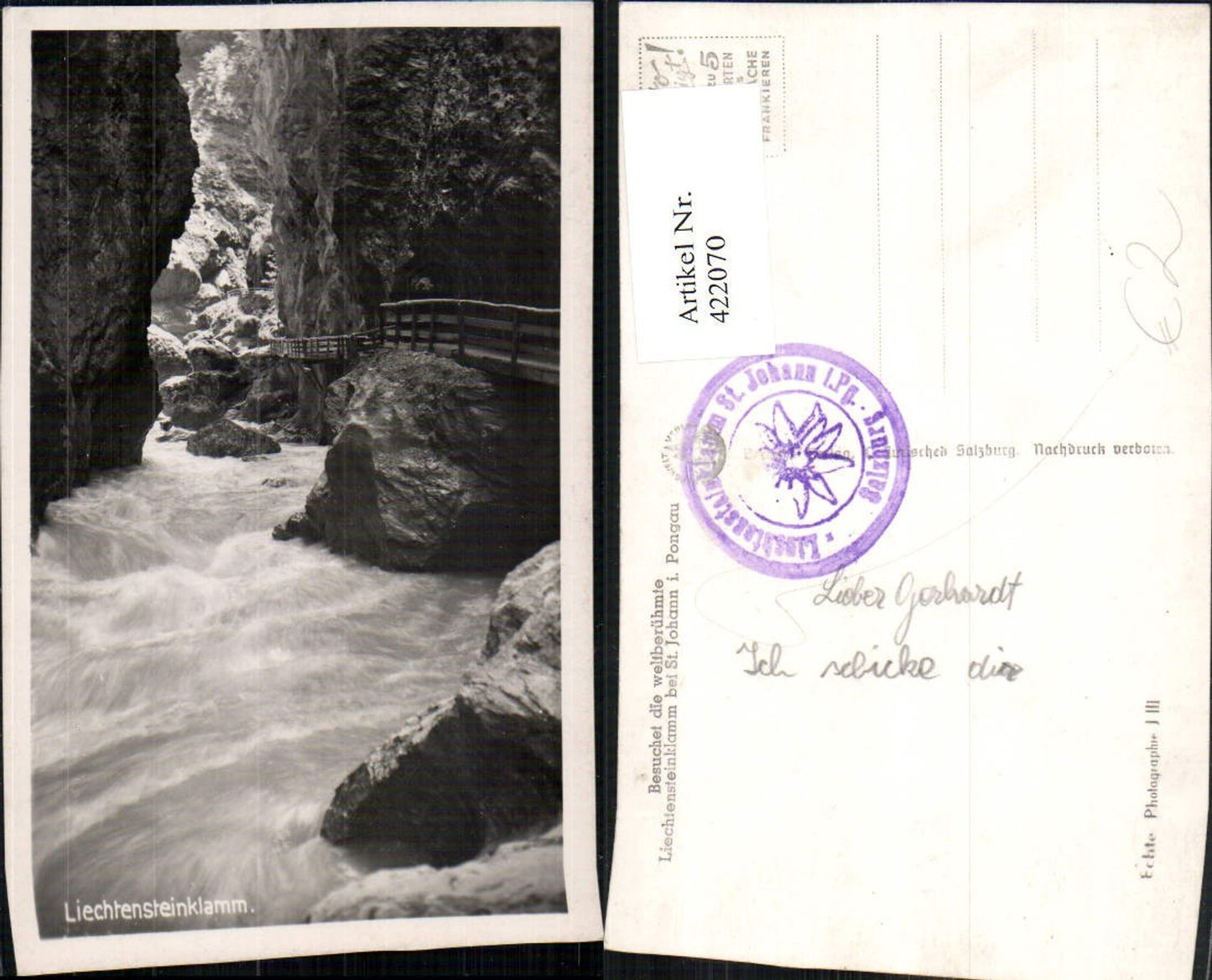 422070,Liechtensteinklamm Klamm Schlucht b. St. Johann im Pongau