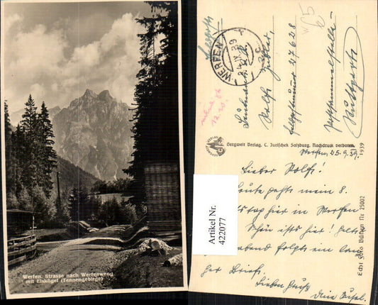 422077,Werfen Straße nach Werfenwegn m. Eiskögel Bergkulisse