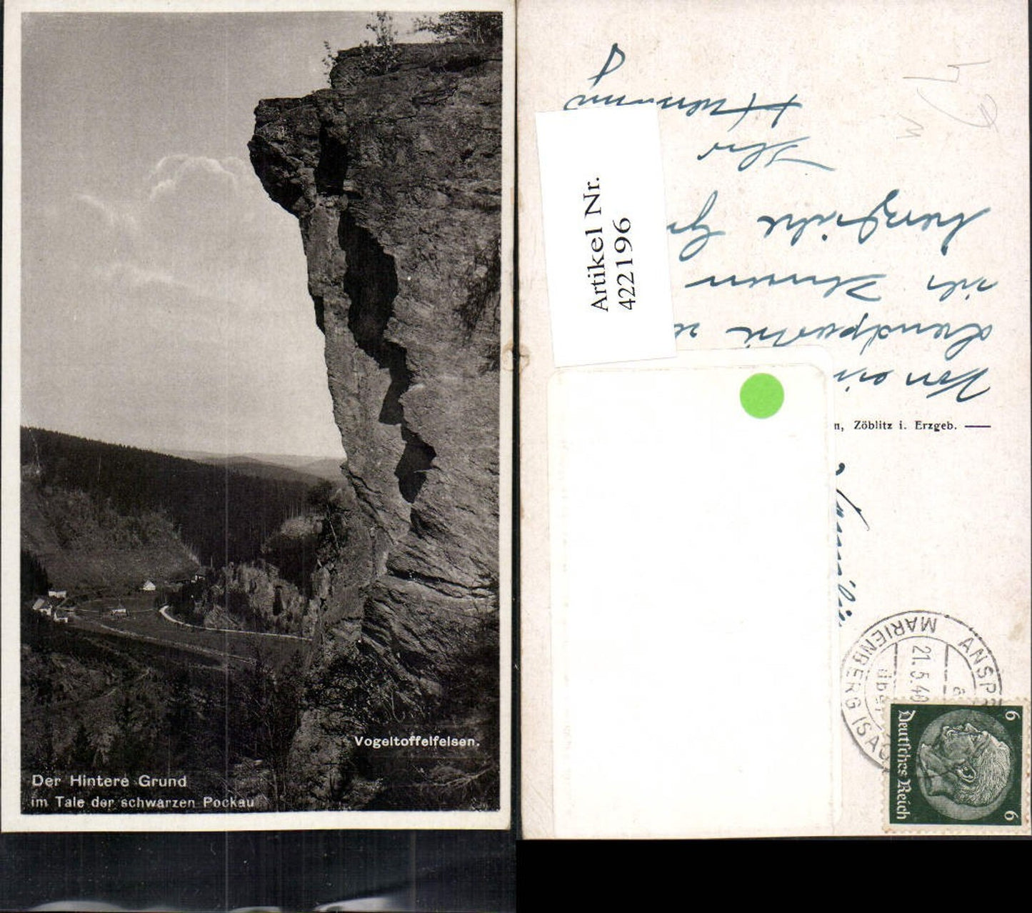 422196,Der Hintere Grund im Tal der schwarzen Pockau b. Marienberg Vogeltoffelfelsen