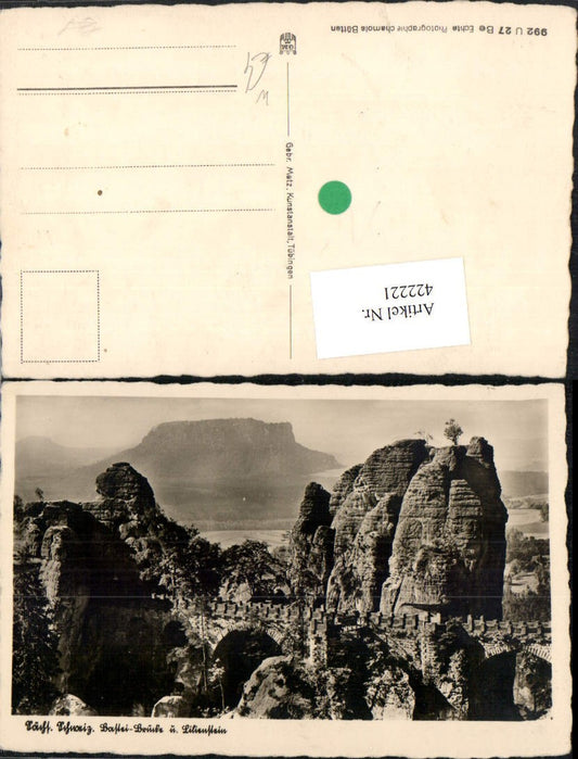 422221,Sächsische Schweiz Bastei-Brücke u. Lilienstein b. Rathen