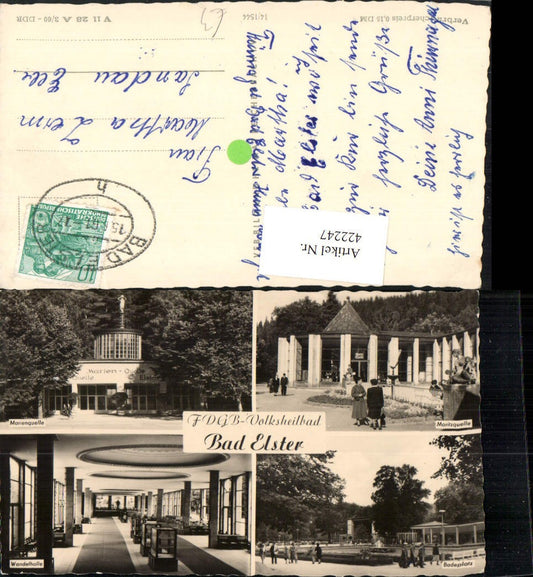 422247,Bad Elster Volksheilbad Marienquelle Badeplatz Wandelhalle Mehrbildkarte