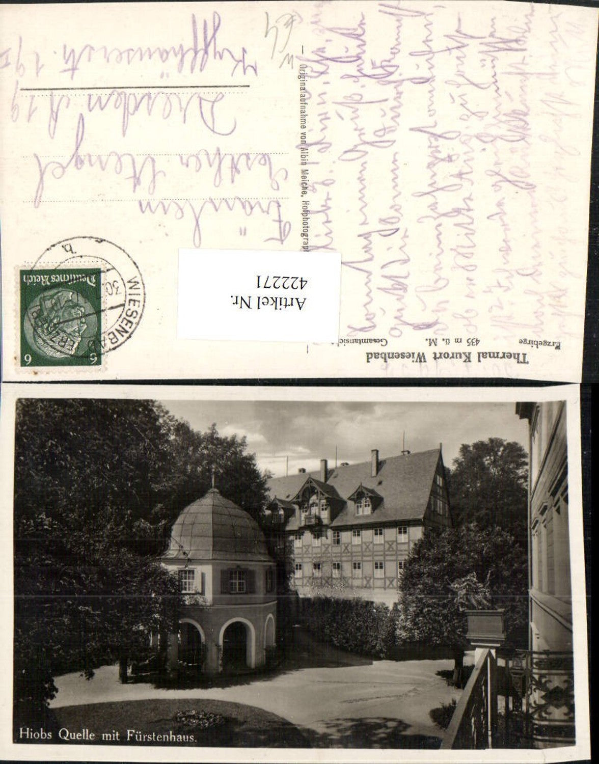 422271,Wiesenbad im Erzgebirge Hiobs Quelle m. Fürstenhaus