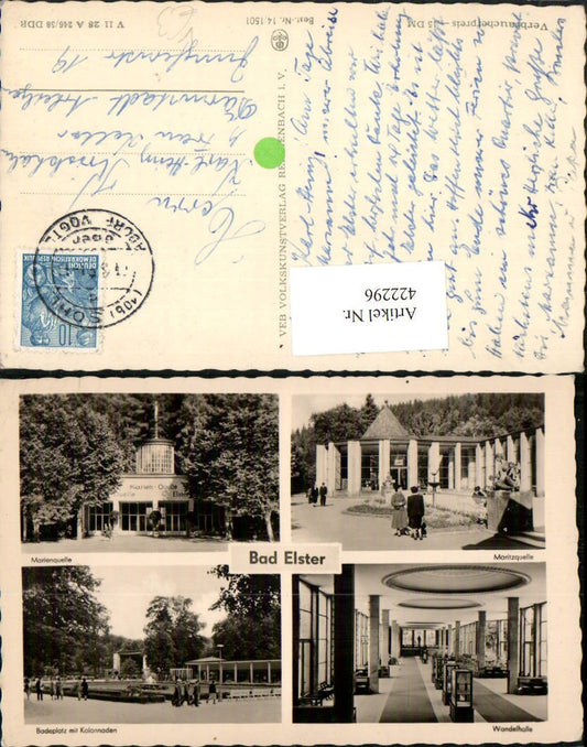 422296,Bad Elster Marienquelle Moritzquelle Badeplatz Wandelhalle Mehrbildkarte pub VEB