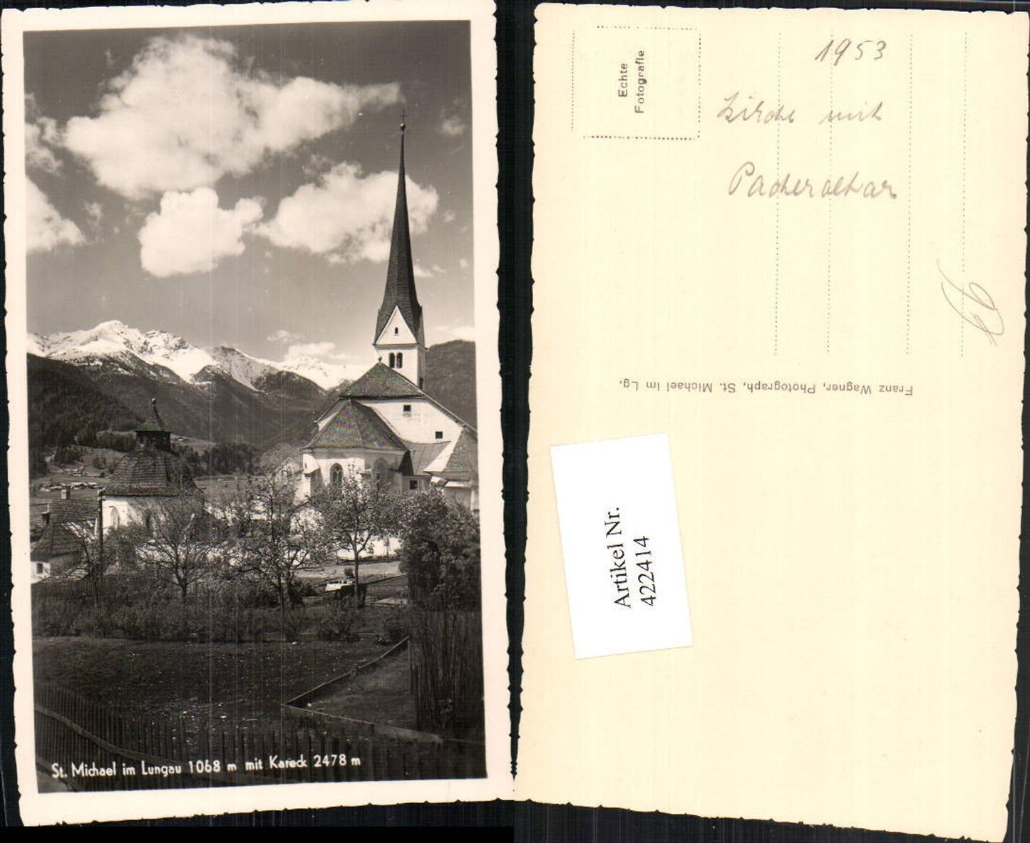 422414,St. Michael im Lungau Kirche m. Kareck Bergkulisse
