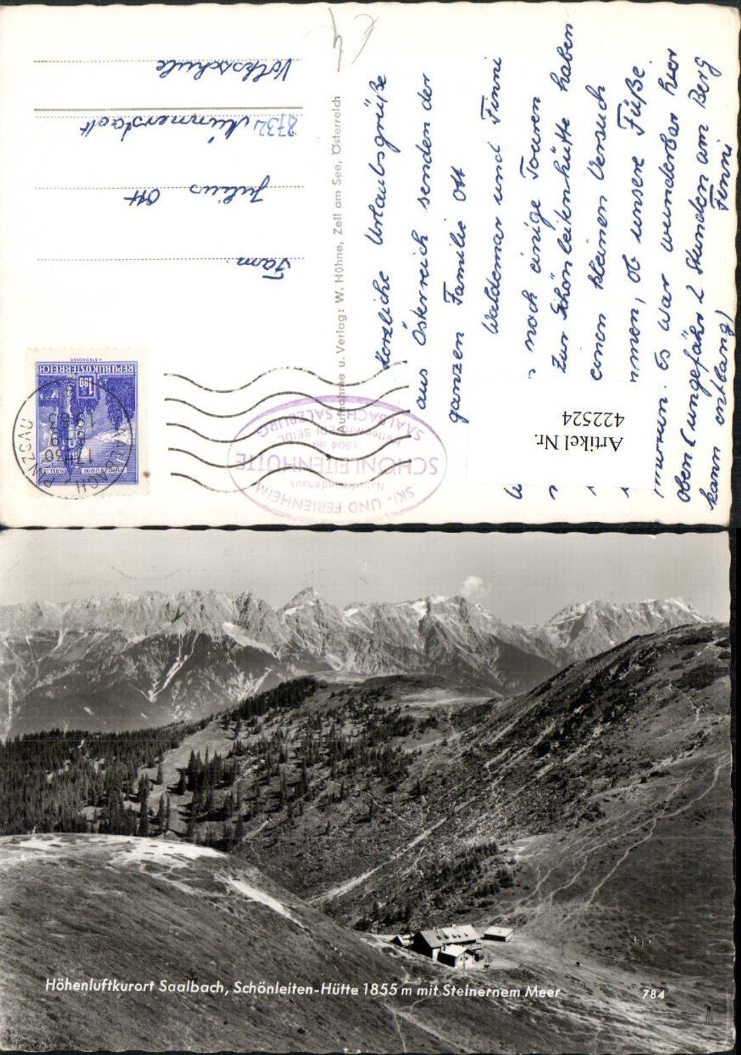 422524,Saalbach Schönleiten-Hütte m. Steinernem Meer Bergkulisse