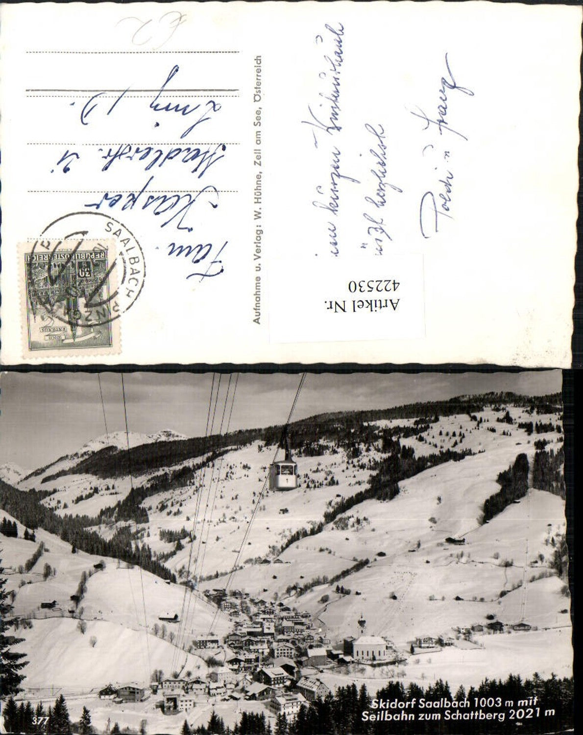 422530,Saalbach Totale m. Seilbahn zum Schattberg Winterbild