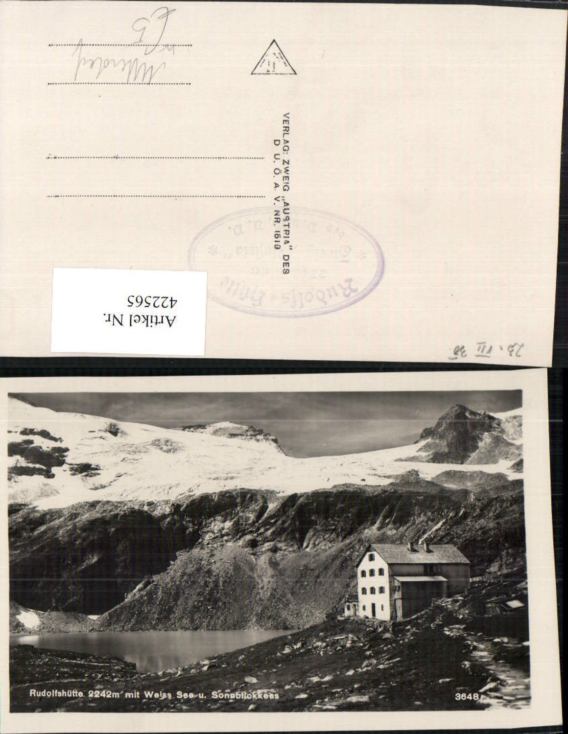 422565,Rudolfshütte Berghütte m. Weißsee b. Uttendorf Bergkulisse