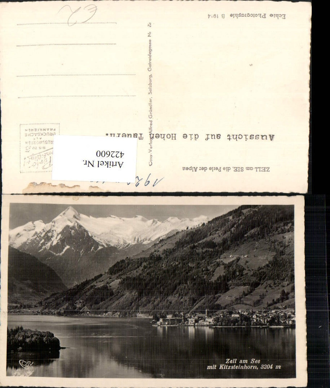 422600,Zell am See Totale m. Kitzsteinhorn Bergkulisse pub Cosy