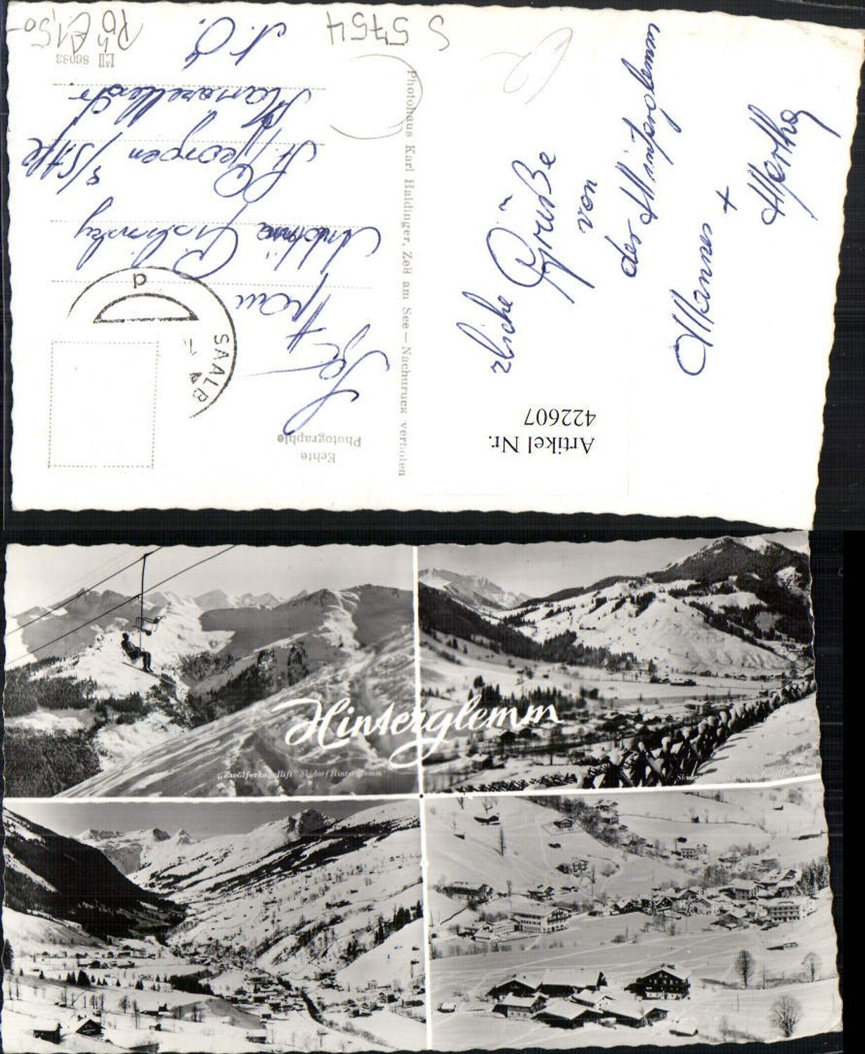 422607,Hinterglemm Totale Sessellift Winterbilder Mehrbildkarte