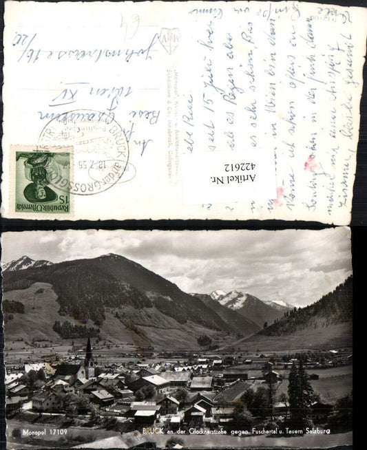 422612,Bruck an d. Glocknerstraße Totale geg. Fuschertal Bergkulisse