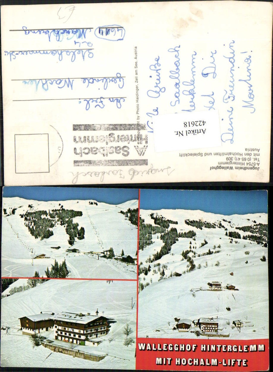 422618,Hinterglemm Jugendheim Wallegghof Skilift Winterbilder Mehrbildkarte