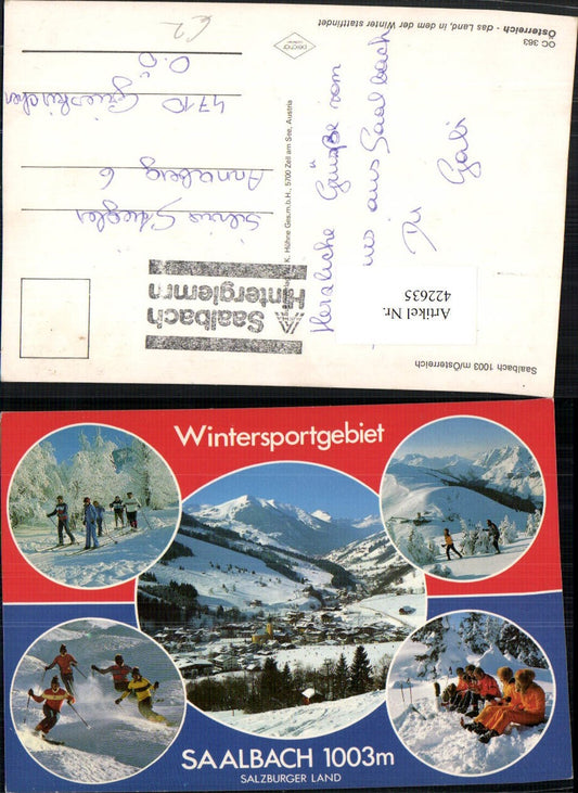 422635,Saalbach Totale Skifahrer Langläufer Winterbilder Mehrbildkarte