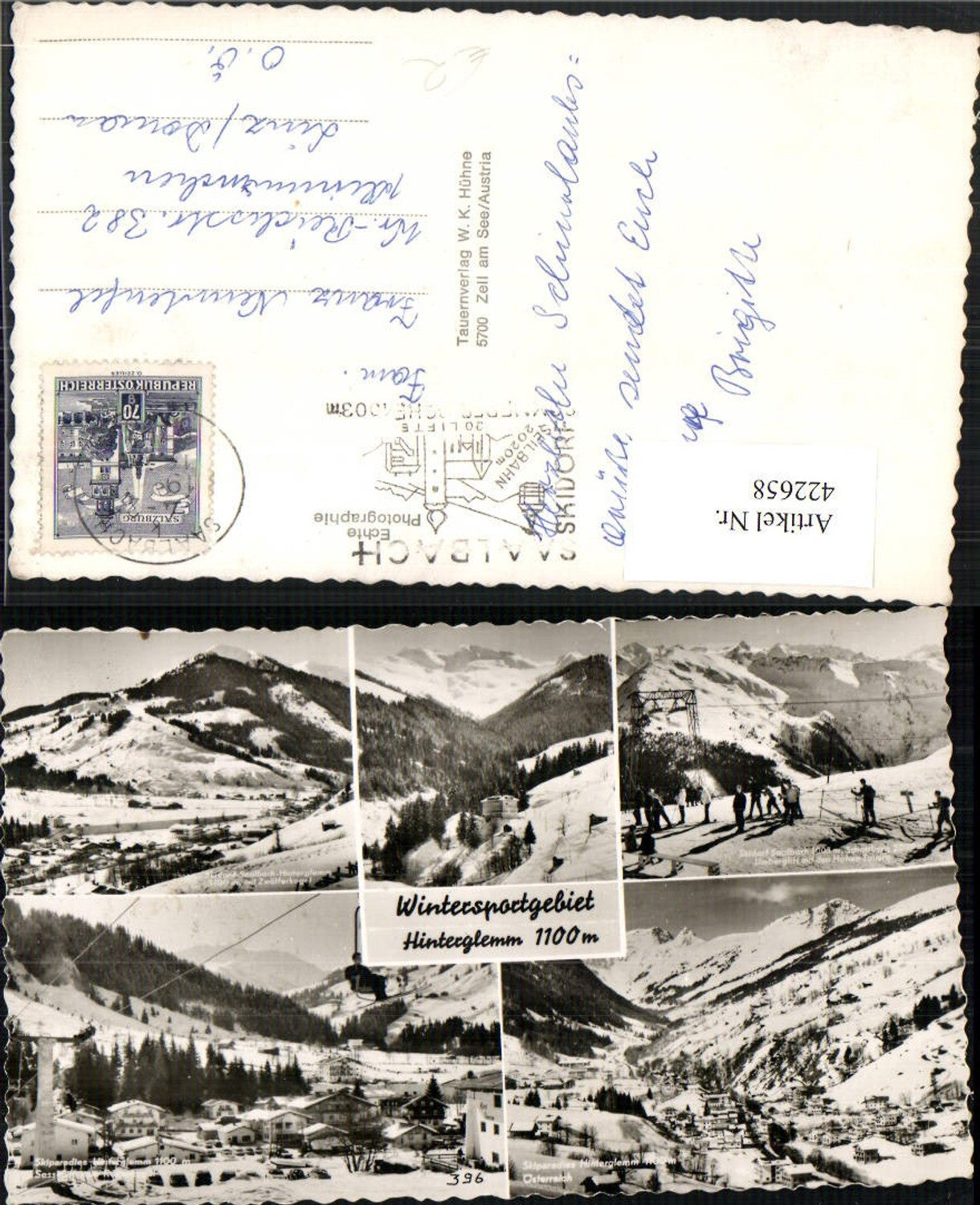 422658,Hinterglemm Totale Skilift Sessellift Winterbilder Mehrbildkarte