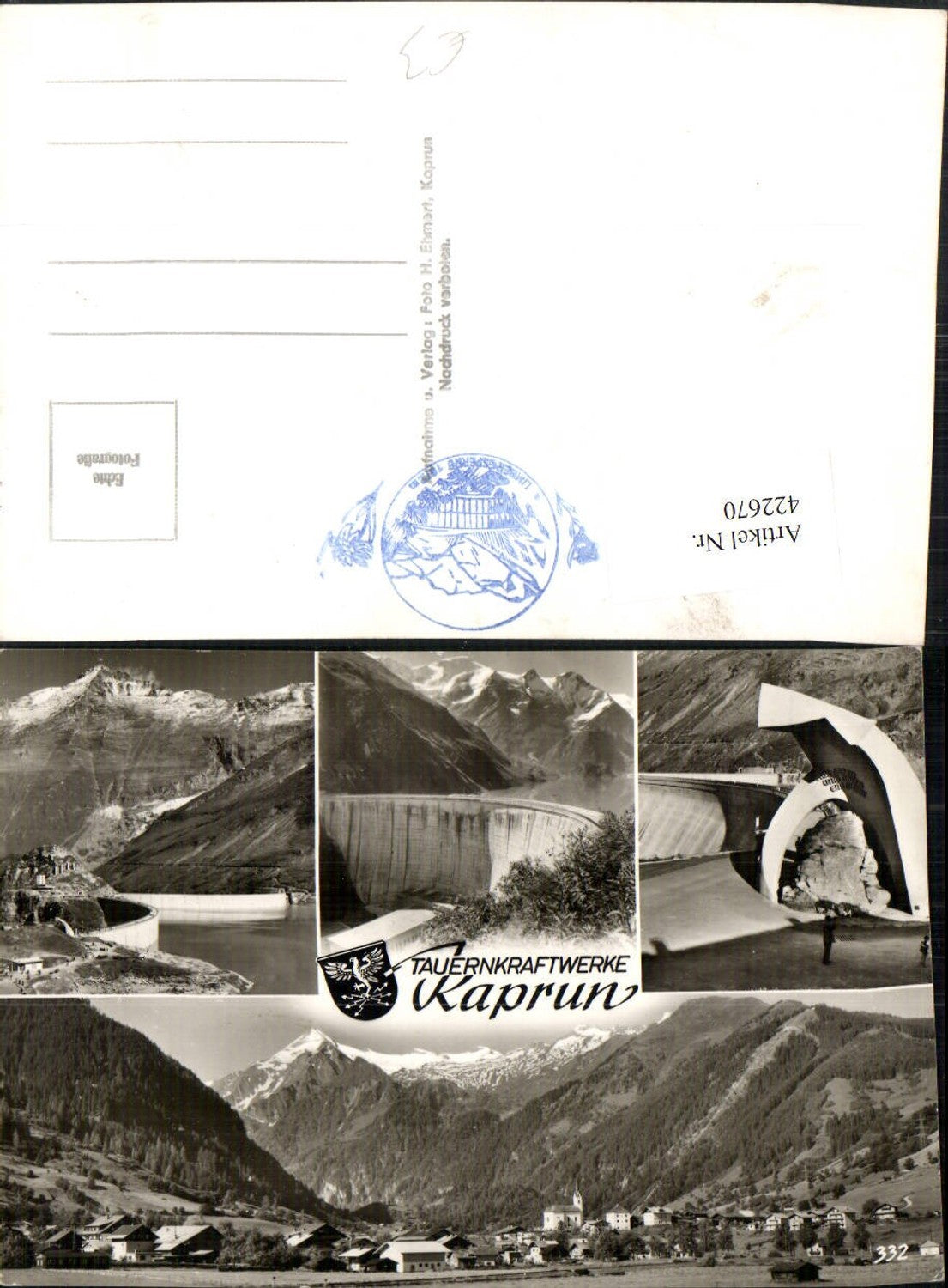 422670,Kaprun Totale Bergkulisse Denkmal Tauernkraftwerk Talsperre Mehrbildkarte