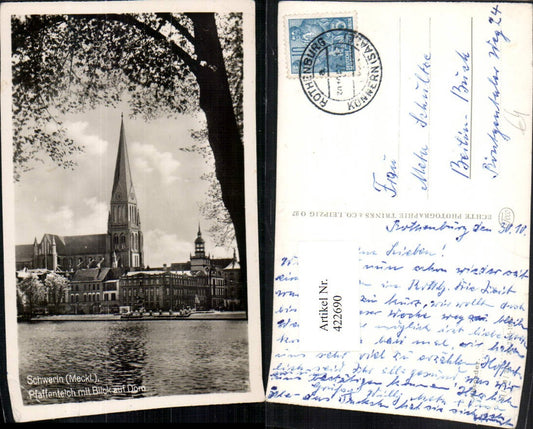 422690,Schwerin Pfaffenteich m. Blick zum Dom Kirche