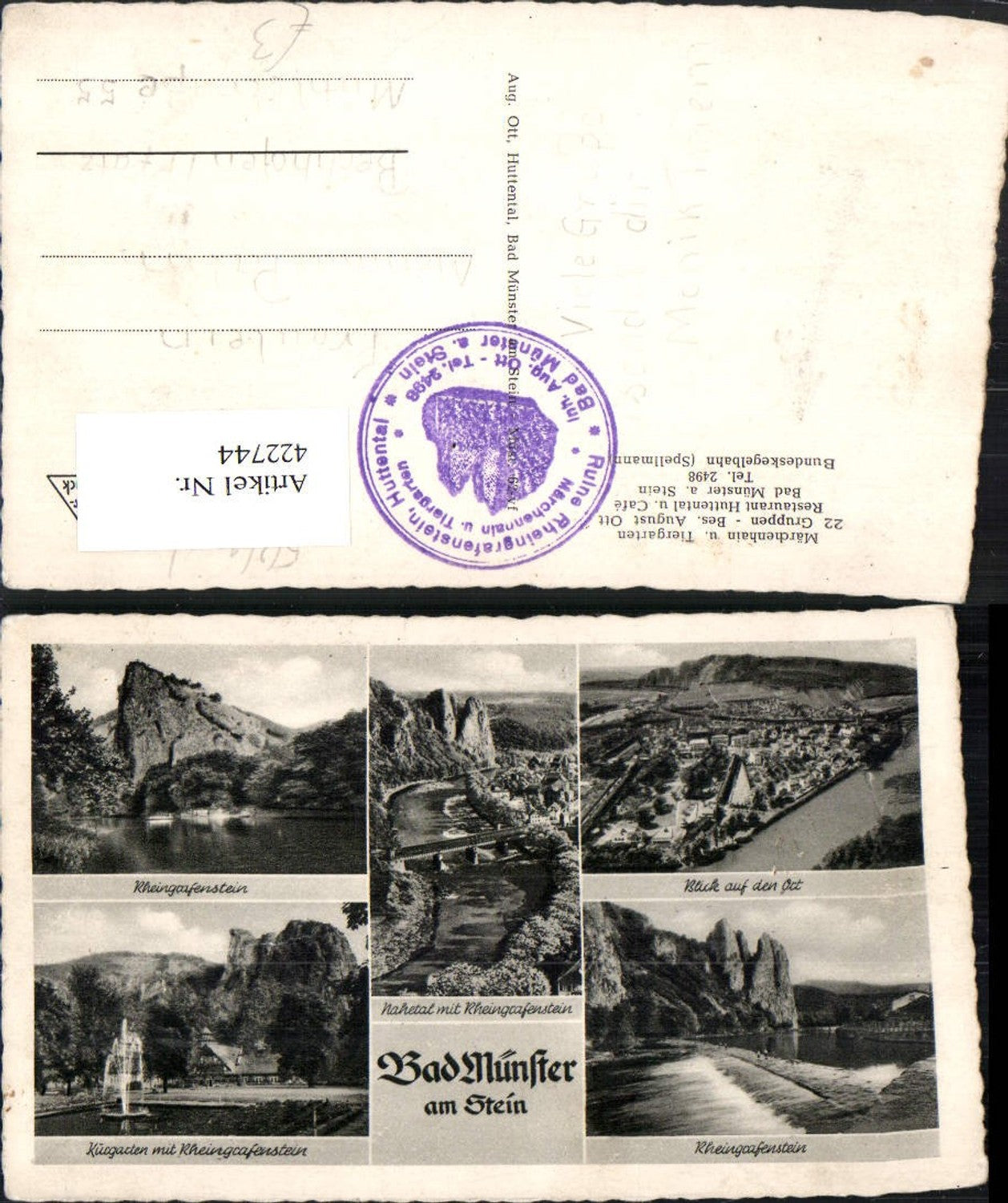 422744,Bad Münster am Stein Totale Rheingrafenstein Kurgarten Mehrbildkarte