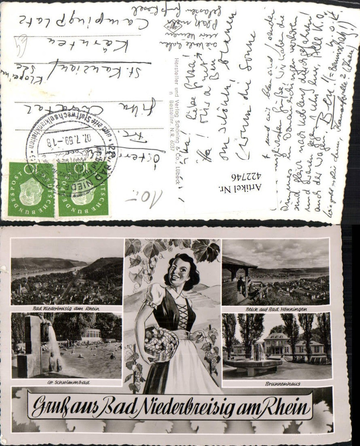 422746,Gruß aus Bad Niederbreisig am Rhein Totale Schwimmbad Brunnen Mehrbildkarte