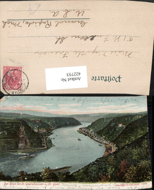 422753,Rhein Fluss b. St. Goarshausen u. St. Goar Totale