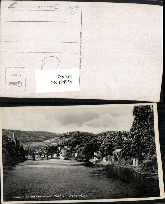 422762,Bad Kreuznach Blick zur Kauzenburg Fluss Brücke