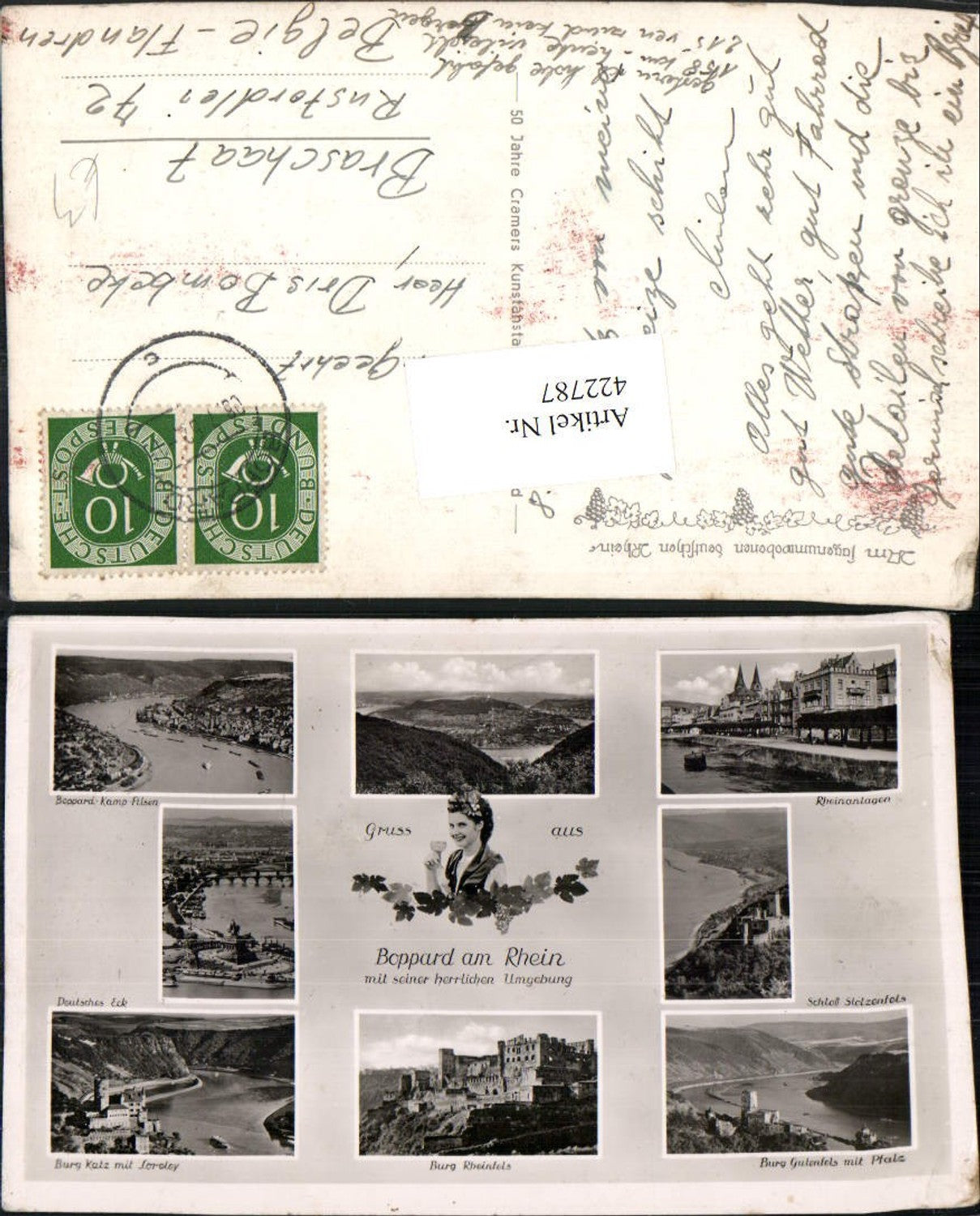 422787,Boppard am Rhein Totale Burg Gutenfels Rheinfels Katz Mehrbildkarte