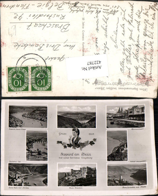 422787,Boppard am Rhein Totale Burg Gutenfels Rheinfels Katz Mehrbildkarte