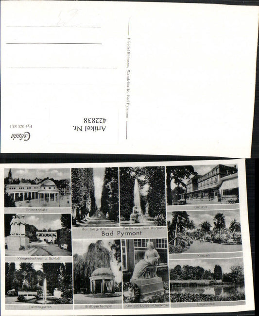 422838,Bad Pyrmont Kriegerdenkmal Schloss Kurpark Kurhaus Mehrbildkarte