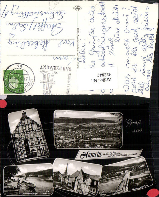 422847,Hameln an d. Weser Totale Brücke Rattenfängerhaus Anlegestelle Mehrbildkarte