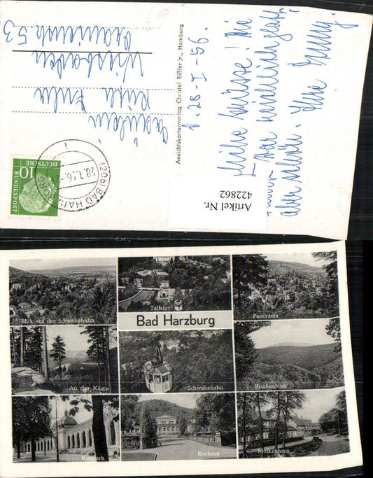422862,Bad Harzburg Totale Seilbahn Kurhaus Kurpark Mehrbildkarte