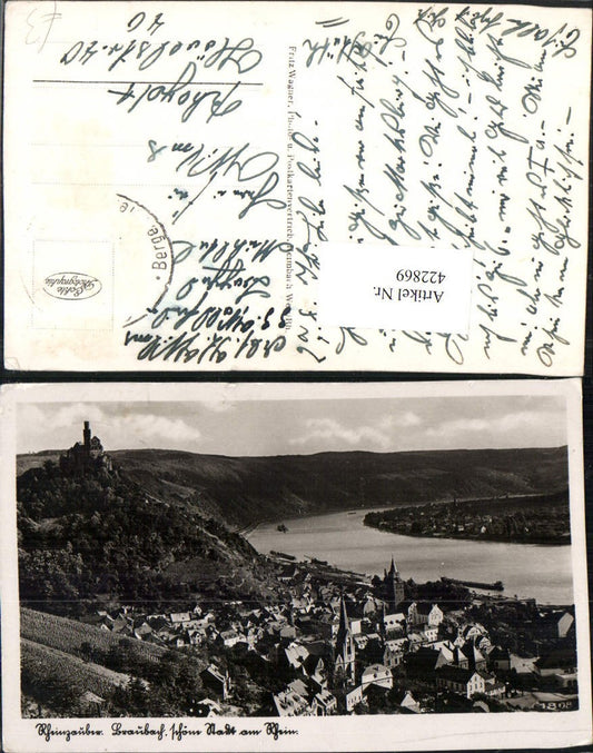 422869,Braubach am Rhein Totale m. Burg