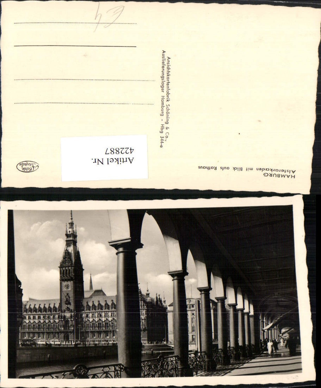 422887,Hamburg Alsterarkaden Arkaden m. Blick auf Rathaus