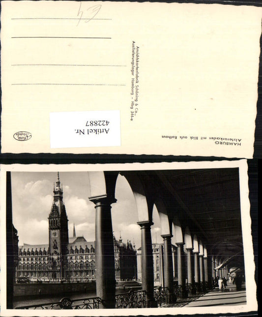 422887,Hamburg Alsterarkaden Arkaden m. Blick auf Rathaus