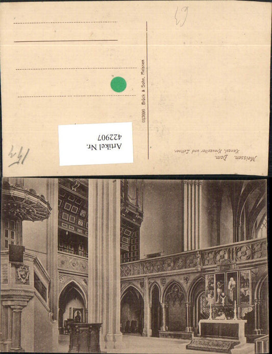 422907,Meißen Dom Kirche Innenansicht Kanzel Kreuzaltar Lettner